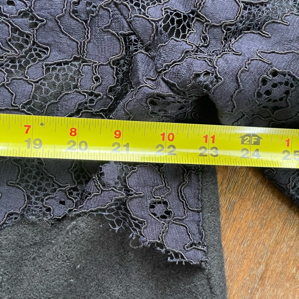 ANTHROPOLOGIE FIELD FLOWER  Black Cardigan Womens Size L Navy Laced Bell-Sleeve - Picture 12 of 13